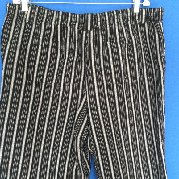 Croft and Barrow Cropped Pants 16 Linen Blend Black Gray Striped - Picture 7 of 12